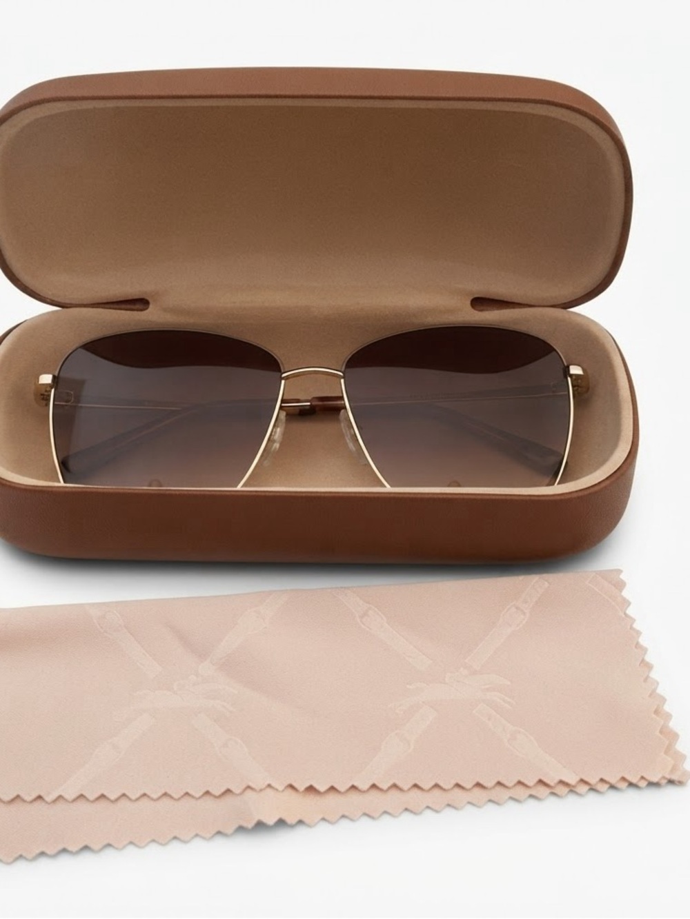 Longchamp Gold Frame Sunglasses with Brown Gradient Lenses